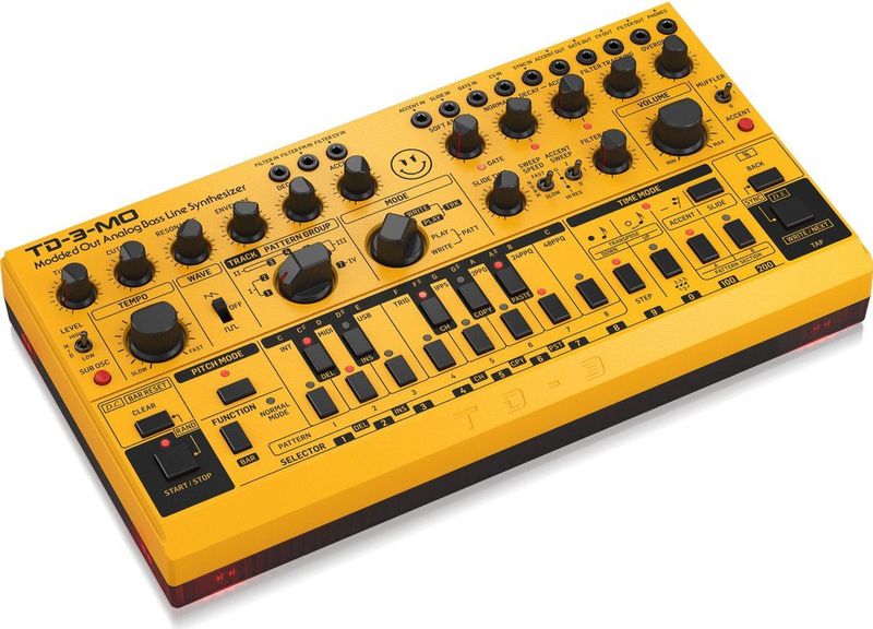 Behringer TD 3 MO AM Analogue Bass Line Synthesizer Modded (Yellow) Analoge synthesizer