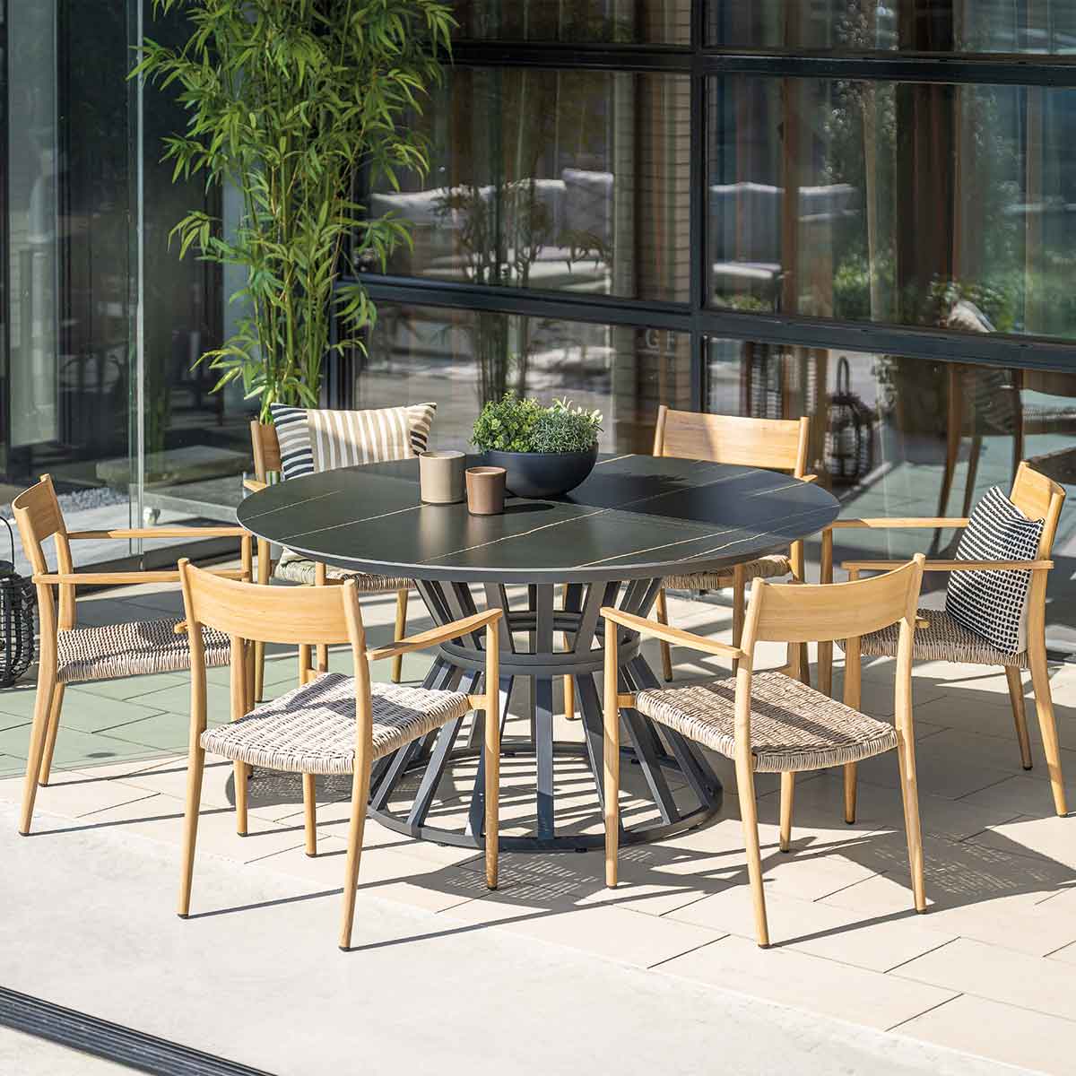 Richmond dining fauteuil -l. teak look-natural-merino sand