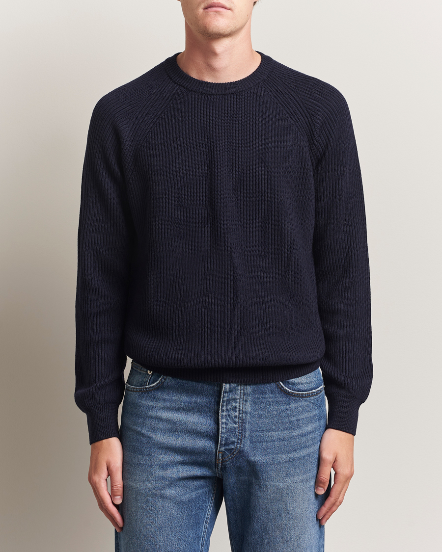 Morgano Merino Knitted Fisherman Ribb  Navy