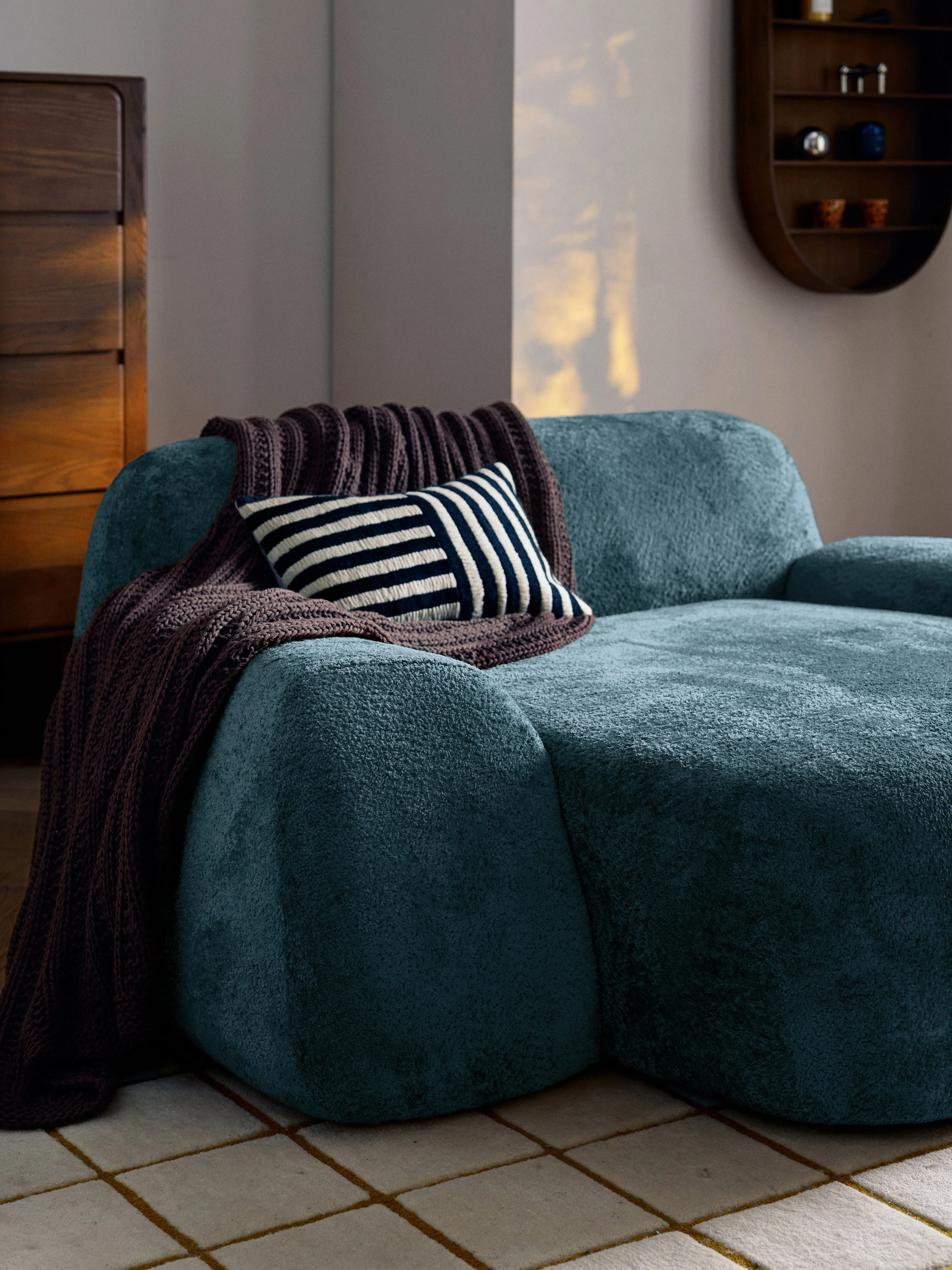 XL teddy bouclé loungestoel Wolke