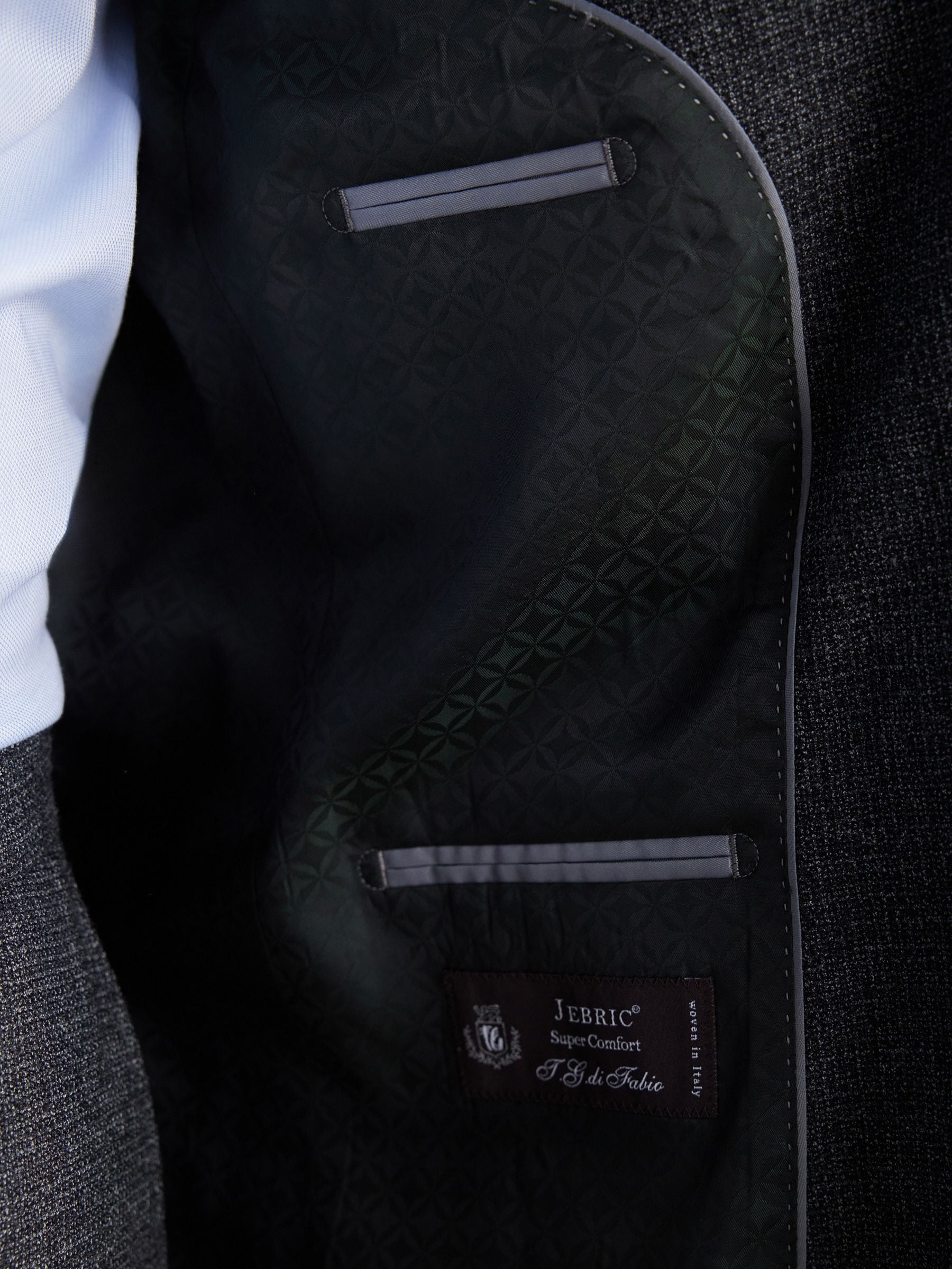 Grijs - Signature Tg Di Fabio kostuumjasje met getextureerde slim fit van Italiaanse stof