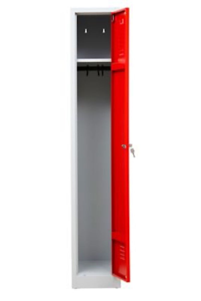 PROREGAL Garderobekast Camel 1 Compartiment HxBxD 180 x 30 x 50 cm Cilinderslot Grijs-Rood