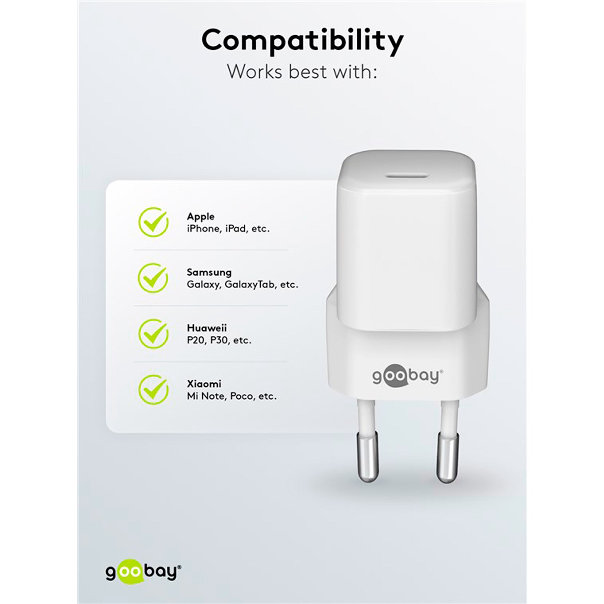 goobay Ladegerät Apple Lightning / USB-C PD-Ladeset nano 20 Watt