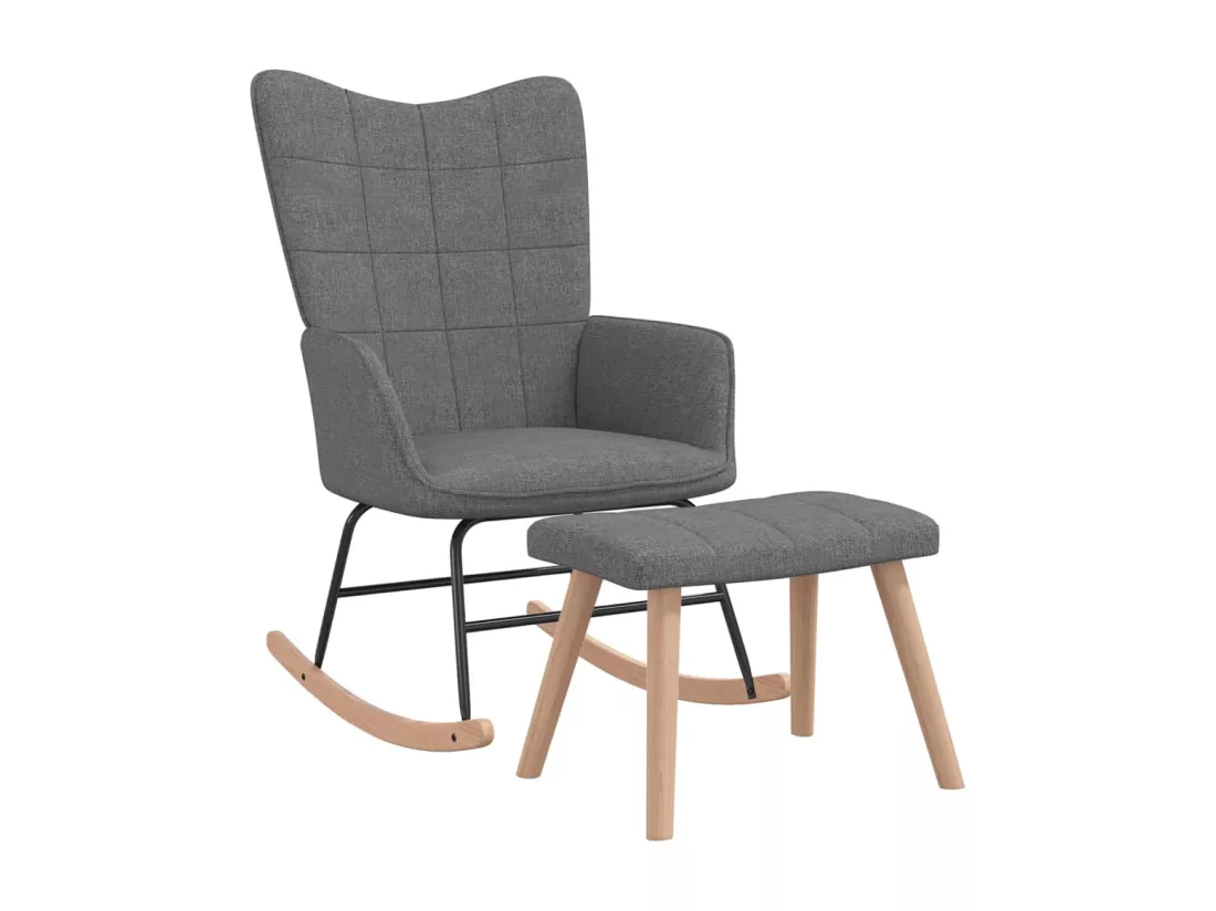 Chaise à bascule avec tabouret Gris foncé Tissu