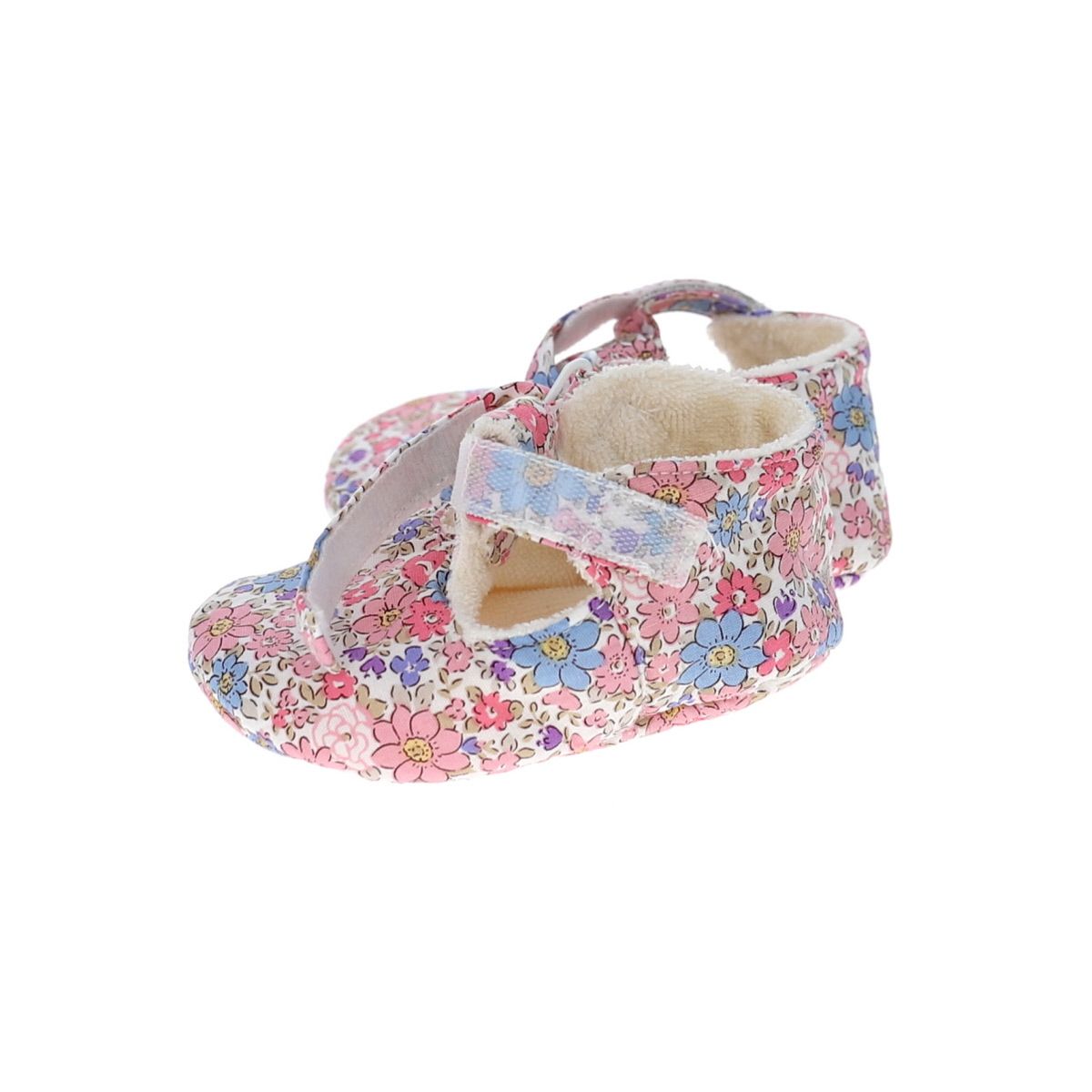 Chaussons fleuris bleu et rose Jolie saison