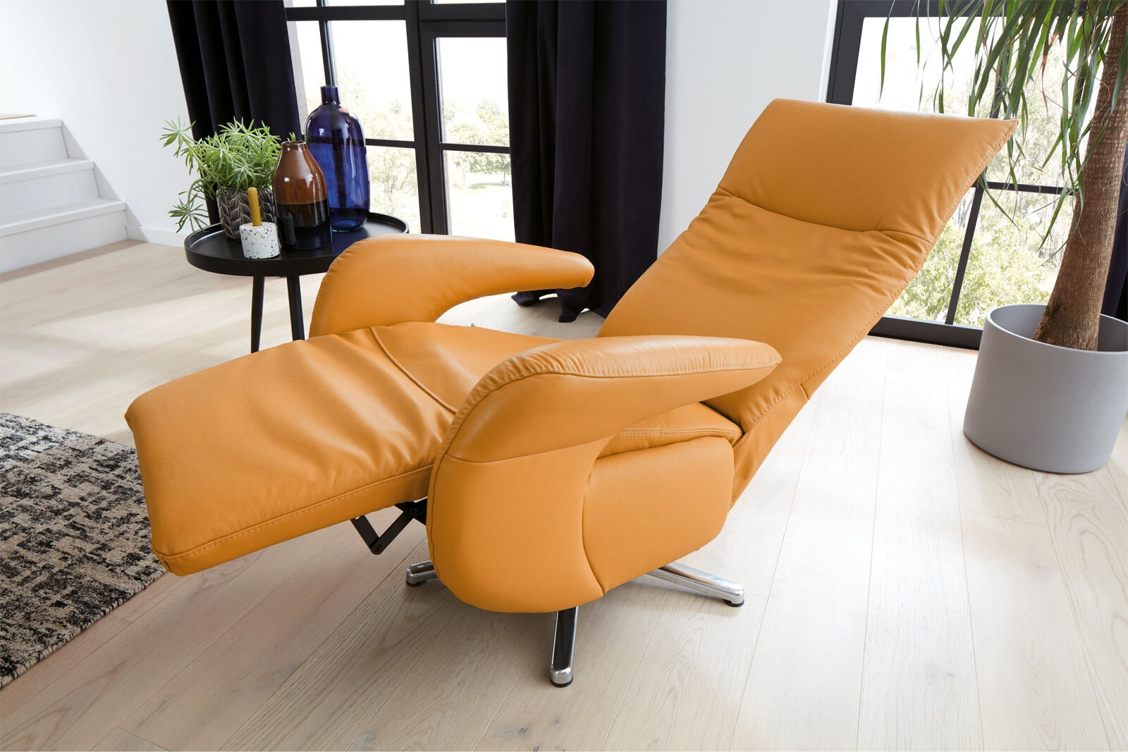 PURO Fernsehsessel CERGY M2-V3 Lederbezug curry