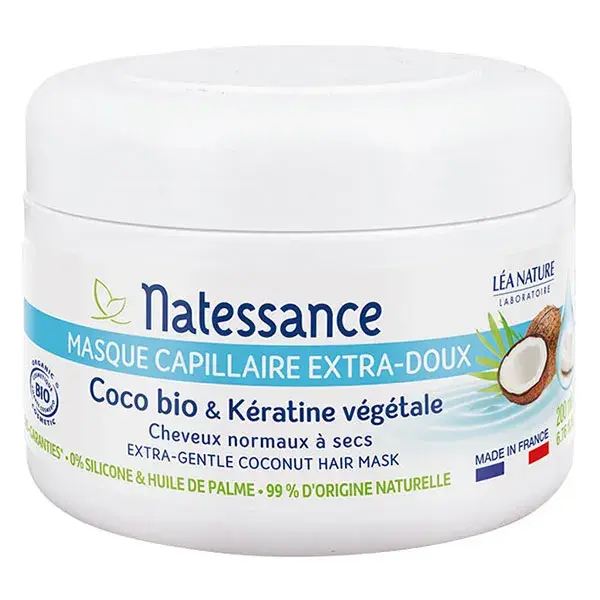 Máscara Capilar Orgânica de Coco e Queratina Natessance 200ml