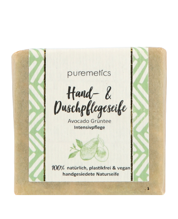 puremetics Natuurlijke Zepen Hand- & Duschpflegeseife Avocado Grüntee 60g