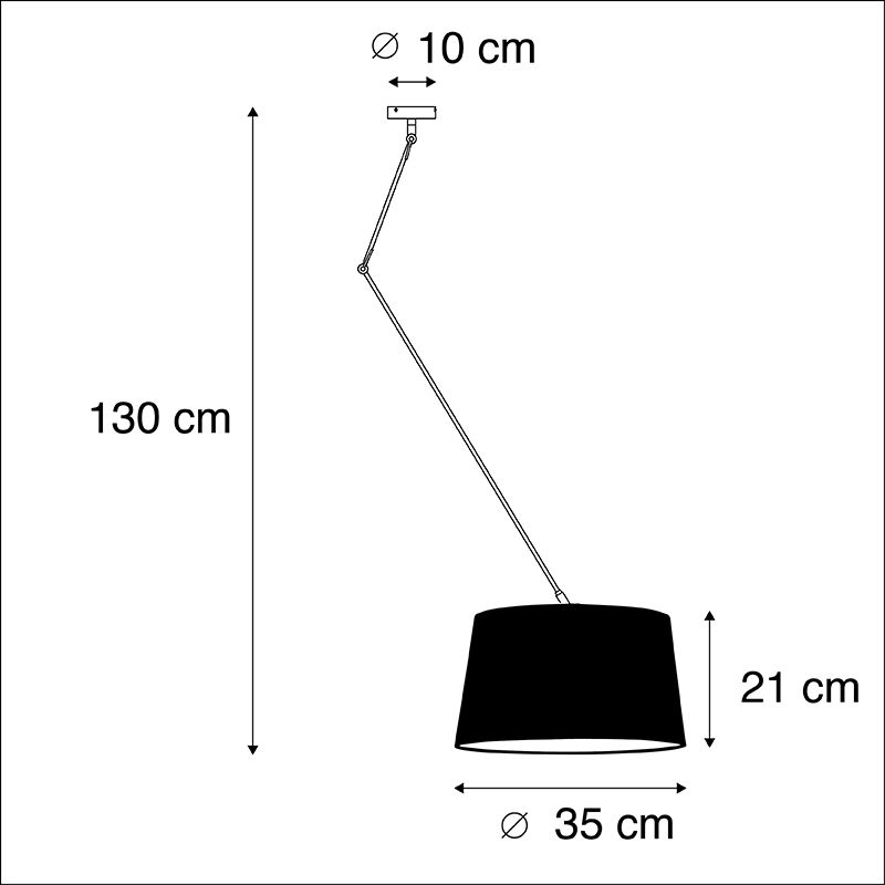 Hanglamp staal met plisse kap crème 35 cm - Blitz