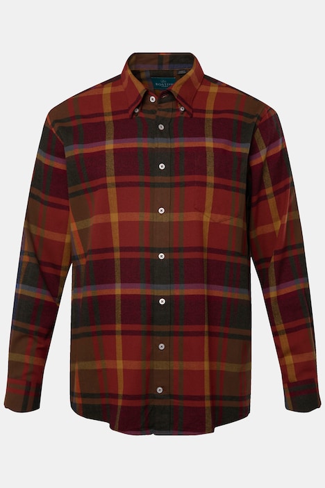 Boston Park Karo-Flanellhemd, Langarm, verdeckter Buttondown-Kragen, Comfort Fit, bis 8 XL