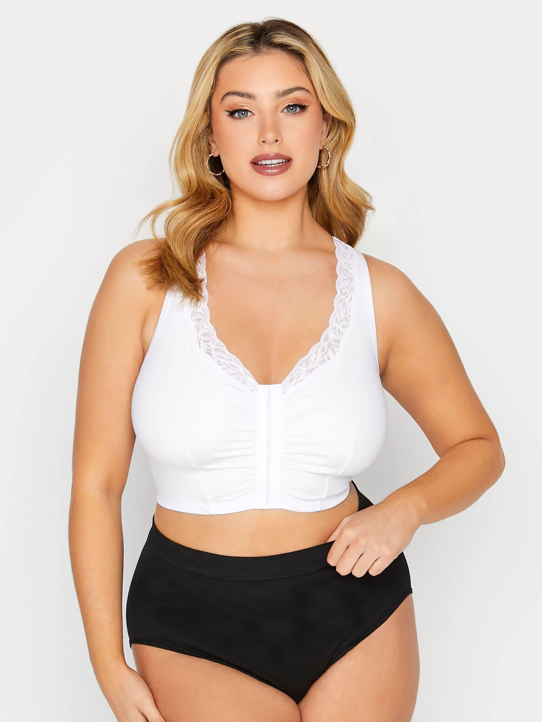 Yours Curve Lace Trim Front Fastening Bra 2 Pack