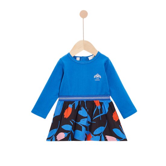 Pop mood Robe manches longues   bleue fleurie        de               Marèse