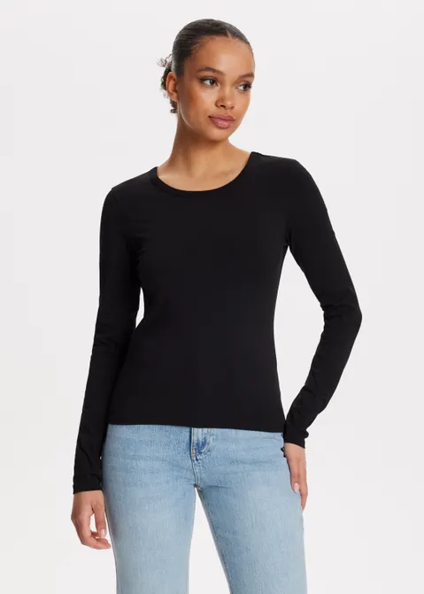 Basic t-shirt met lange mouw zwart (ZWART)