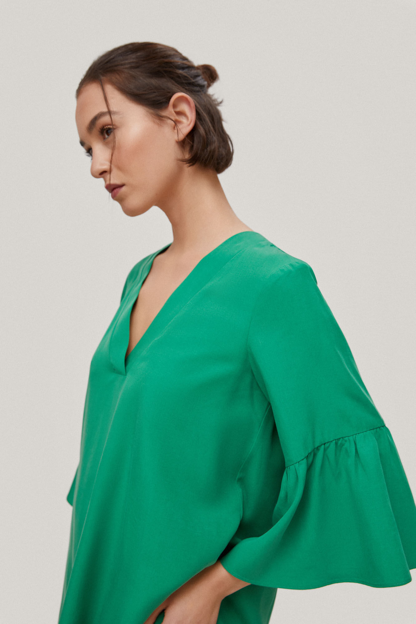 Vestido túnica em tencel e linho - Verde