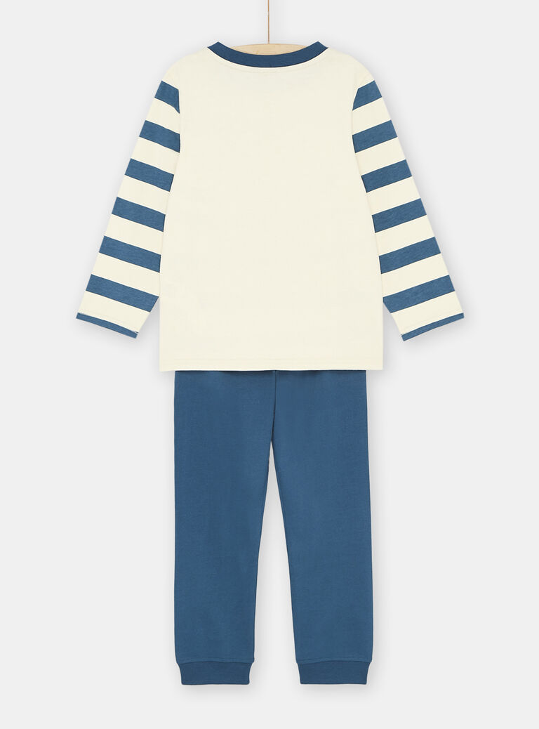 Pyjama bleu et beige à motif paresseux garçon