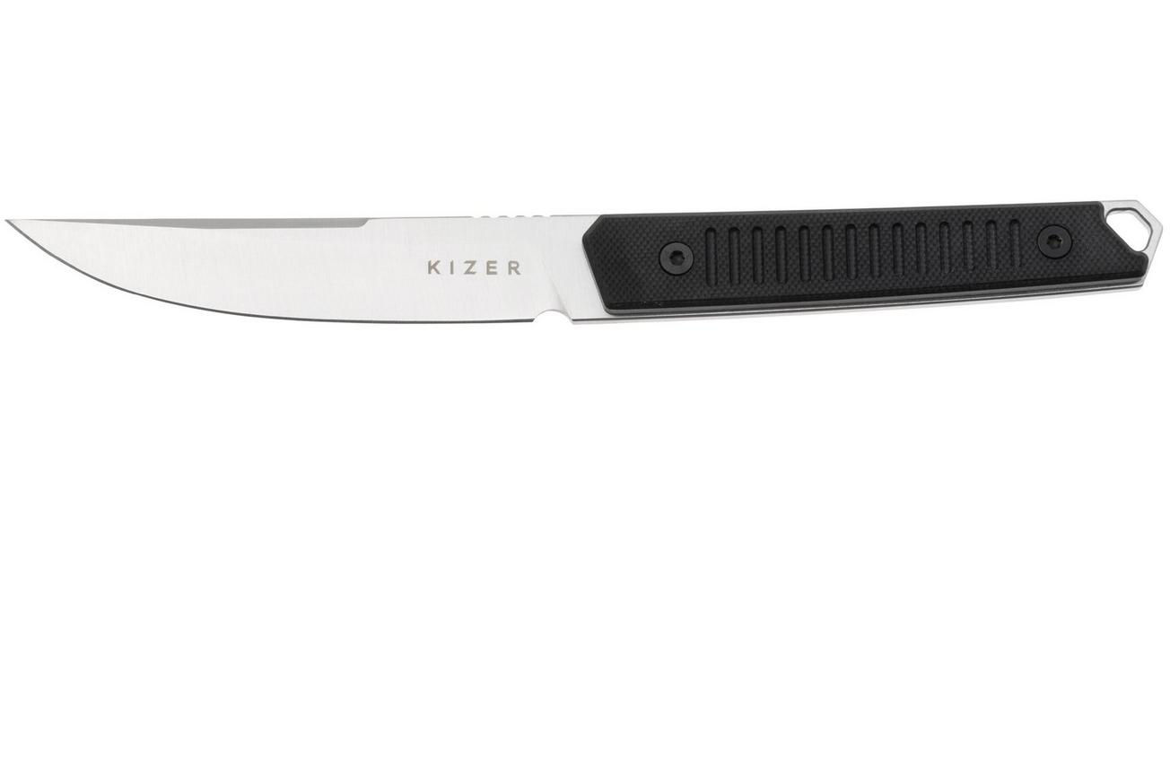 Kizer Kwaiken 1066A4, Satin Nitro-V, Black G10, vaststaand mes, Johan Jordaan design