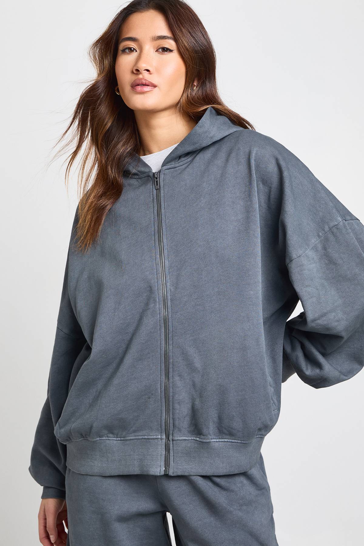boohoo Survêtement à Casynthétiqueche Oversize Délavé avec Fermeture Éclair