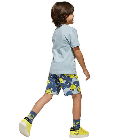 adidas Performance T-Shirt/Sweatshorts - Blau/Gelb m. Smileys