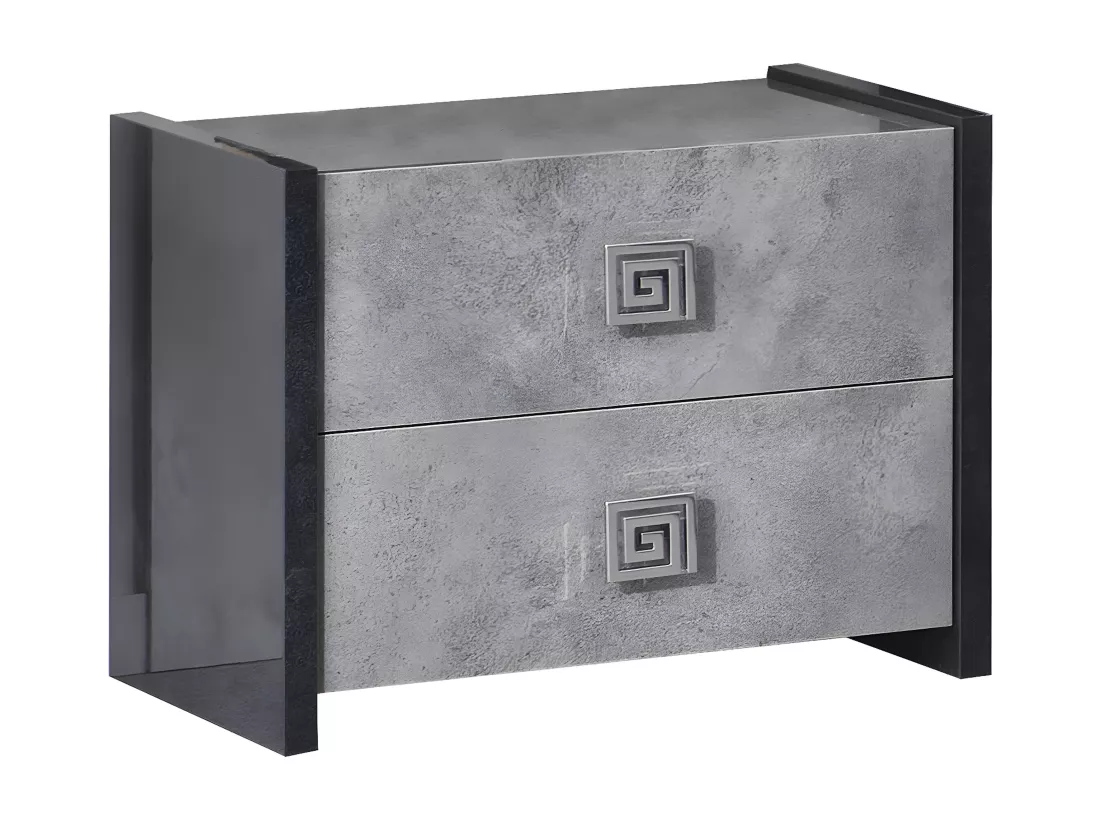 HYDE - Chambre 160x200cm Gris Effet Pierre avec Leds
