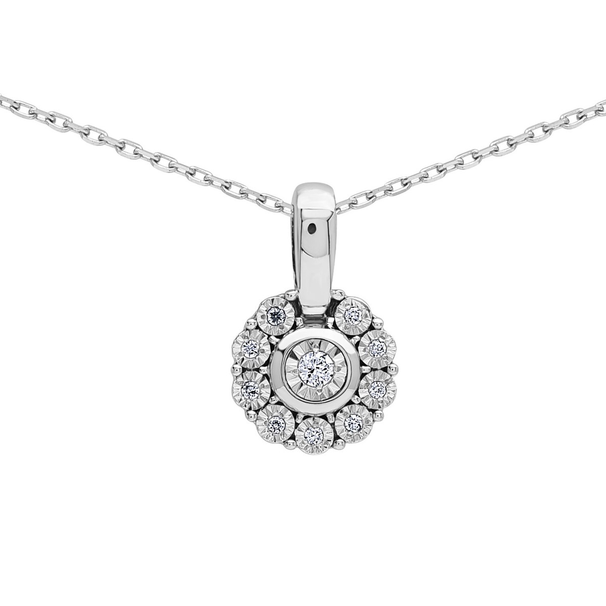 Collier Brillaxis or blanc 18 carats fleur diamant