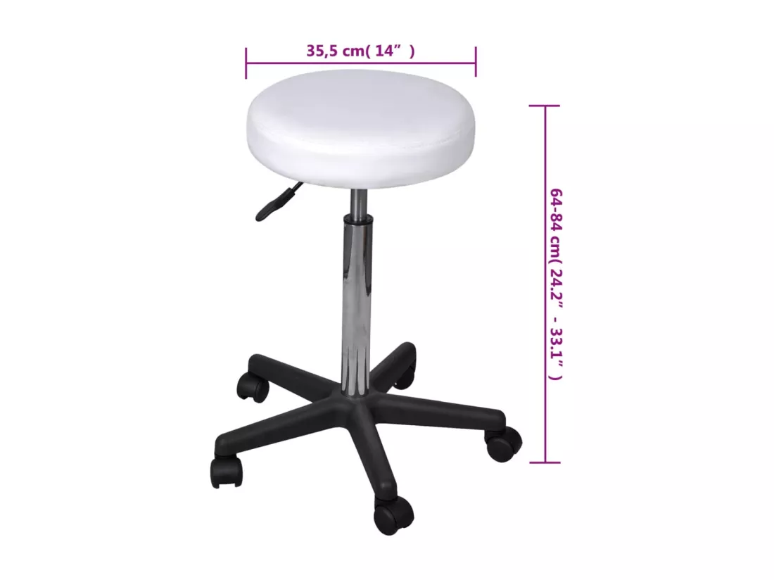 Tabourets de bureau 2 pièces Blanc 35,5x84 cm Similicuir