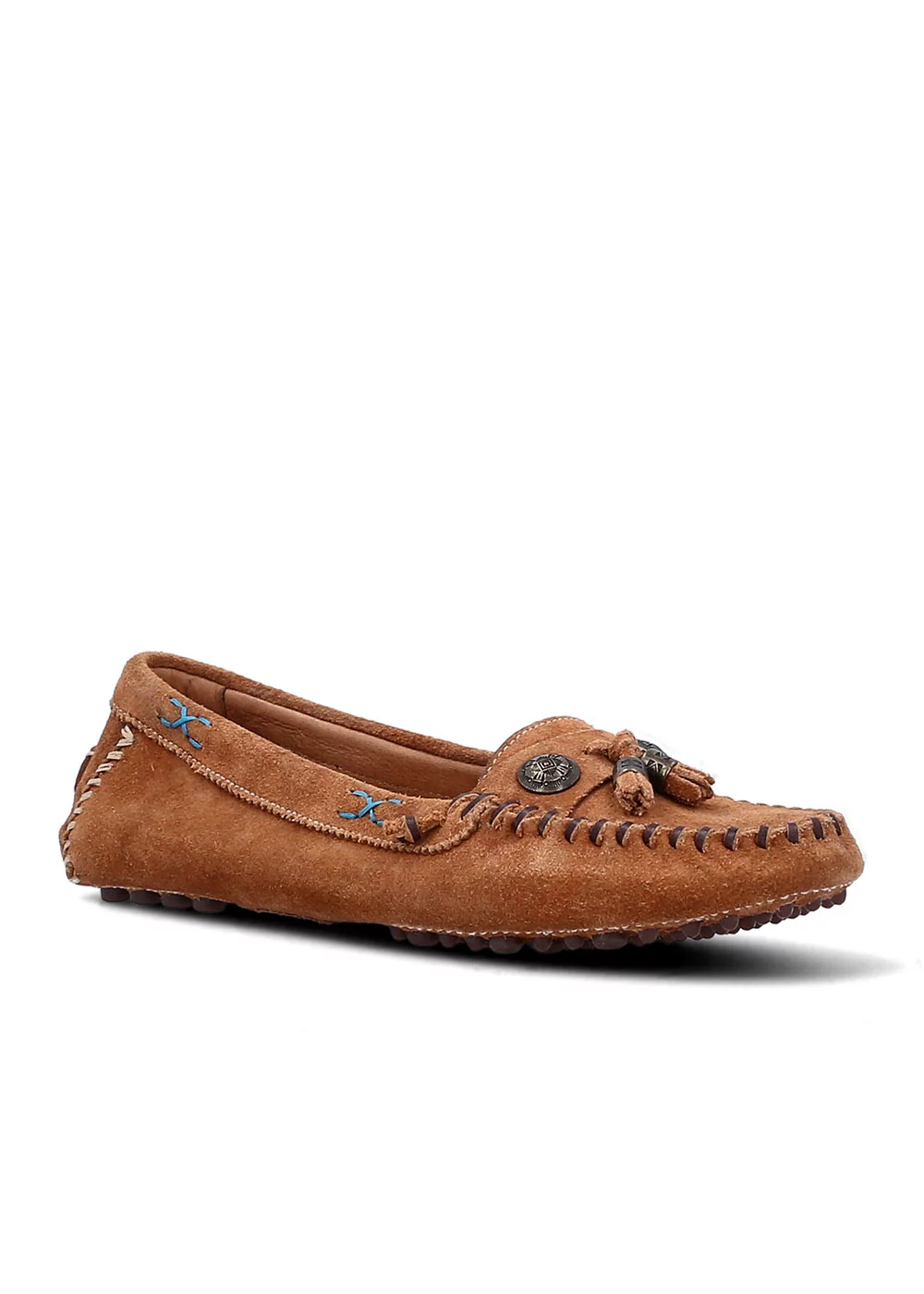 MOCASSIN FANCY DRIVER NAVAJO VELOURS CAMEL