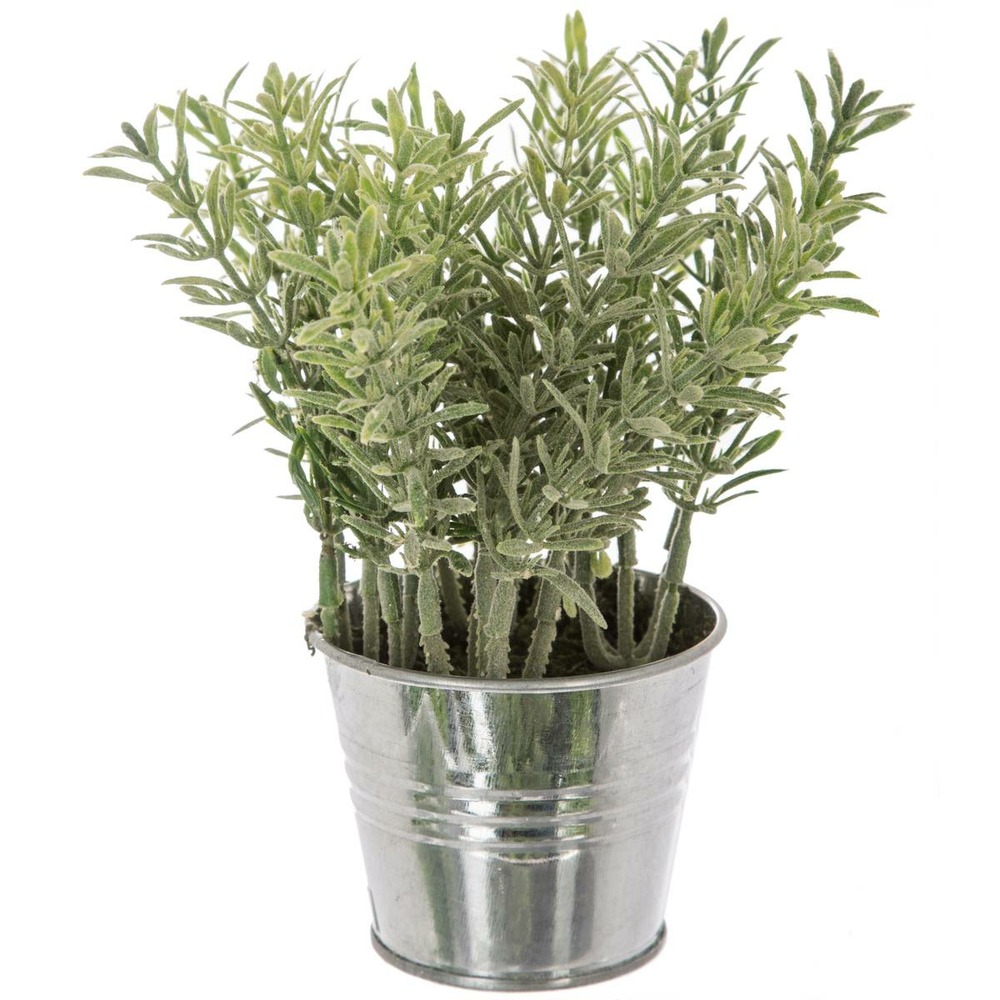 Plante artificielle pot en zinc h 17 cm