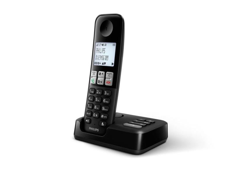 Philips Schnurlostelefon D2551B  Schwarz Schnurlostelefon mit Anrufbeantworter