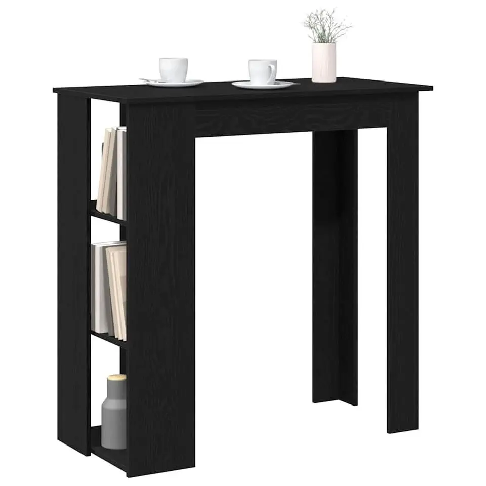 vidaXL - Bartafel met schappen - Zwart eiken - Bewerkt hout - 102x50 cm