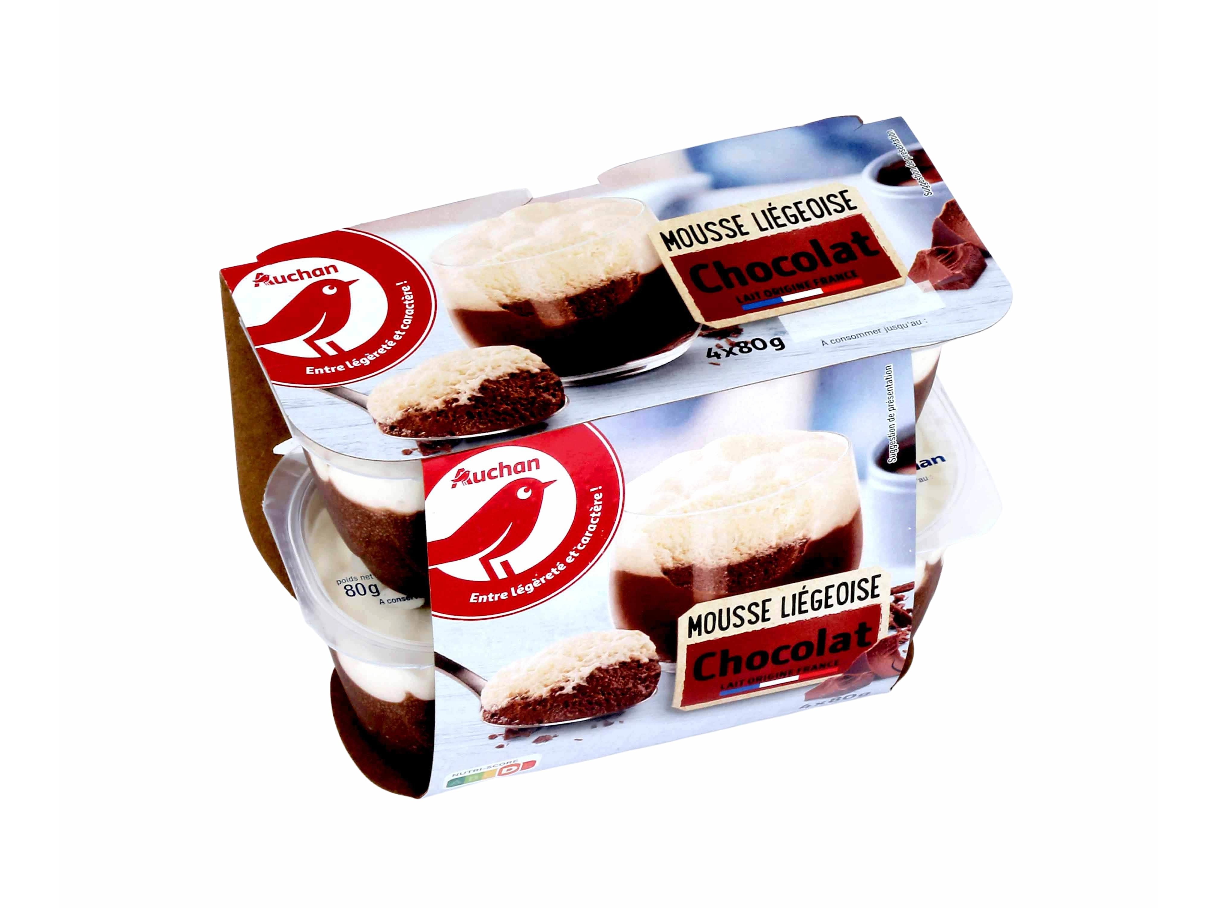 MOUSSE AUCHAN LIÉGEOIS CHOCOLATE 4X80G