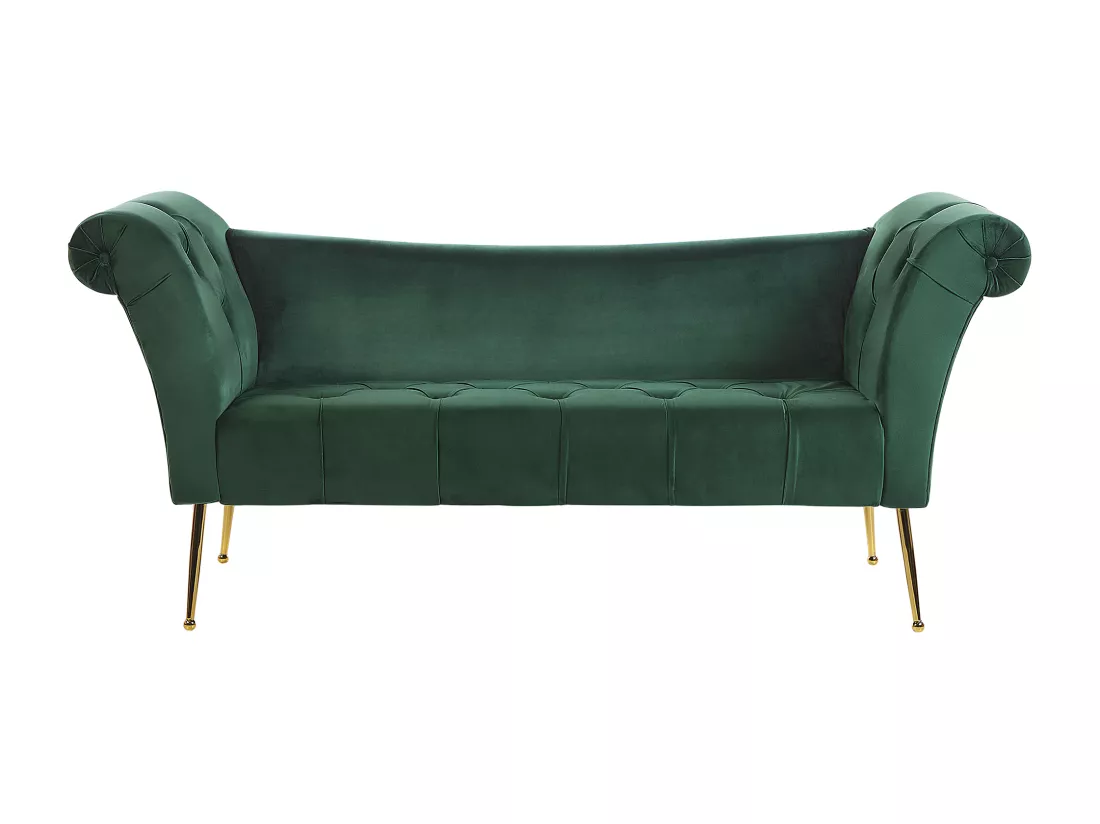 Chaise longue en velours vert foncé NANTILLY