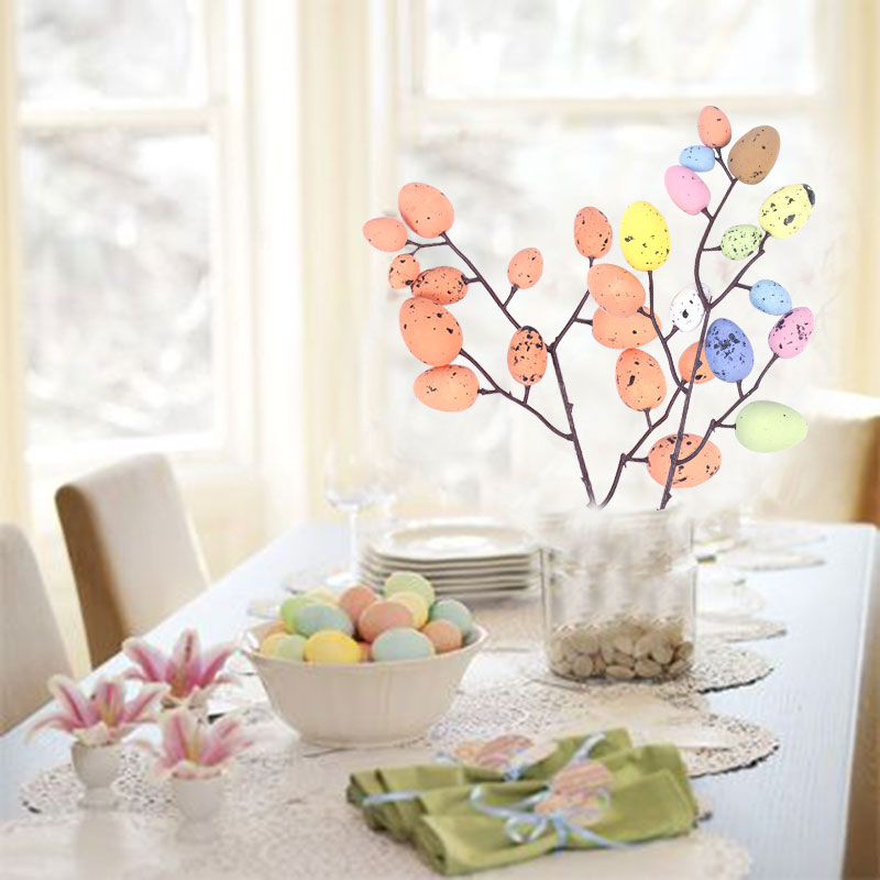 (3er Set) Deko Ostereier Strauss Accessoire für Ostern - Bunt