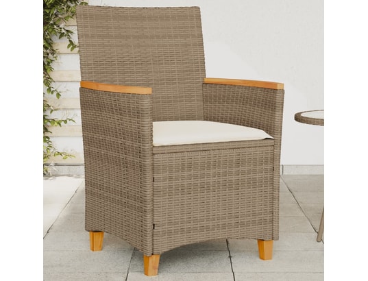 VIDAXL - Chaises de jardin coussins lot de 2 beige résine tressée boi...
