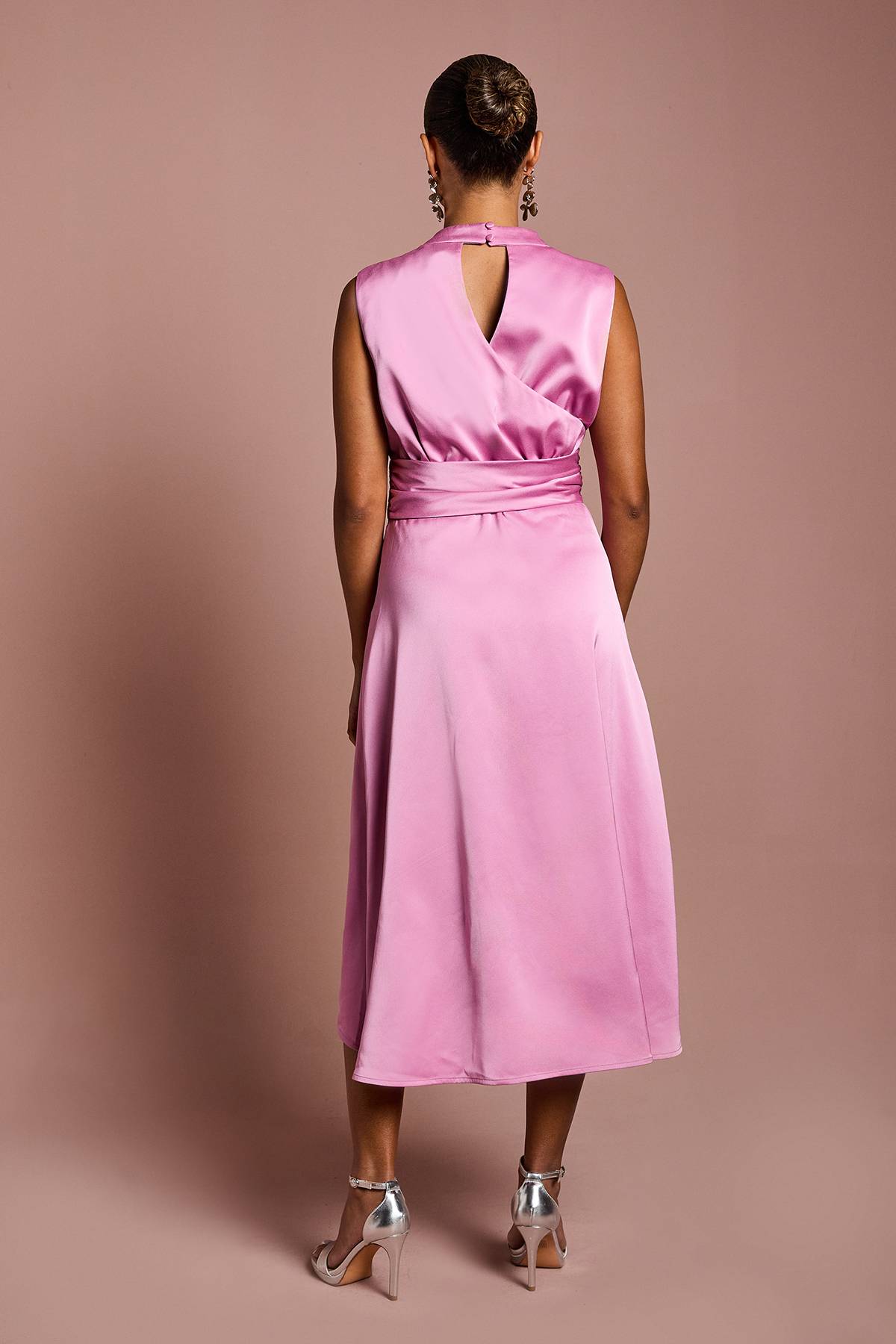 Coast Robe Midi Satinée Petite Avec Taille Torsadée