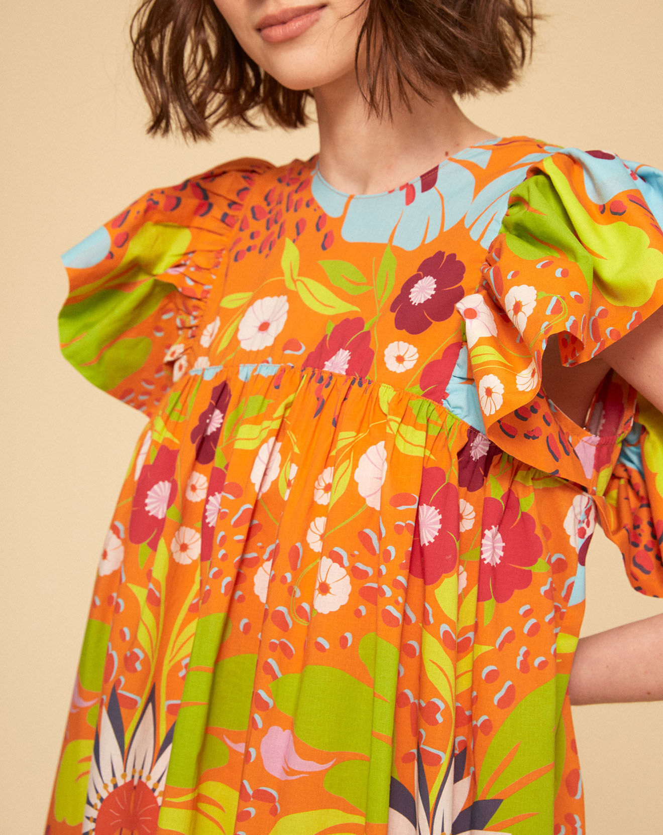 Manoush Robe Mexico imprimée orange