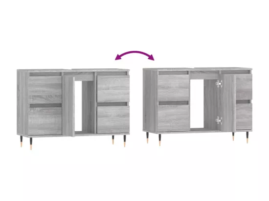 Armoire salle de bain sonoma gris 80x33x60 cm bois d'ingénierie