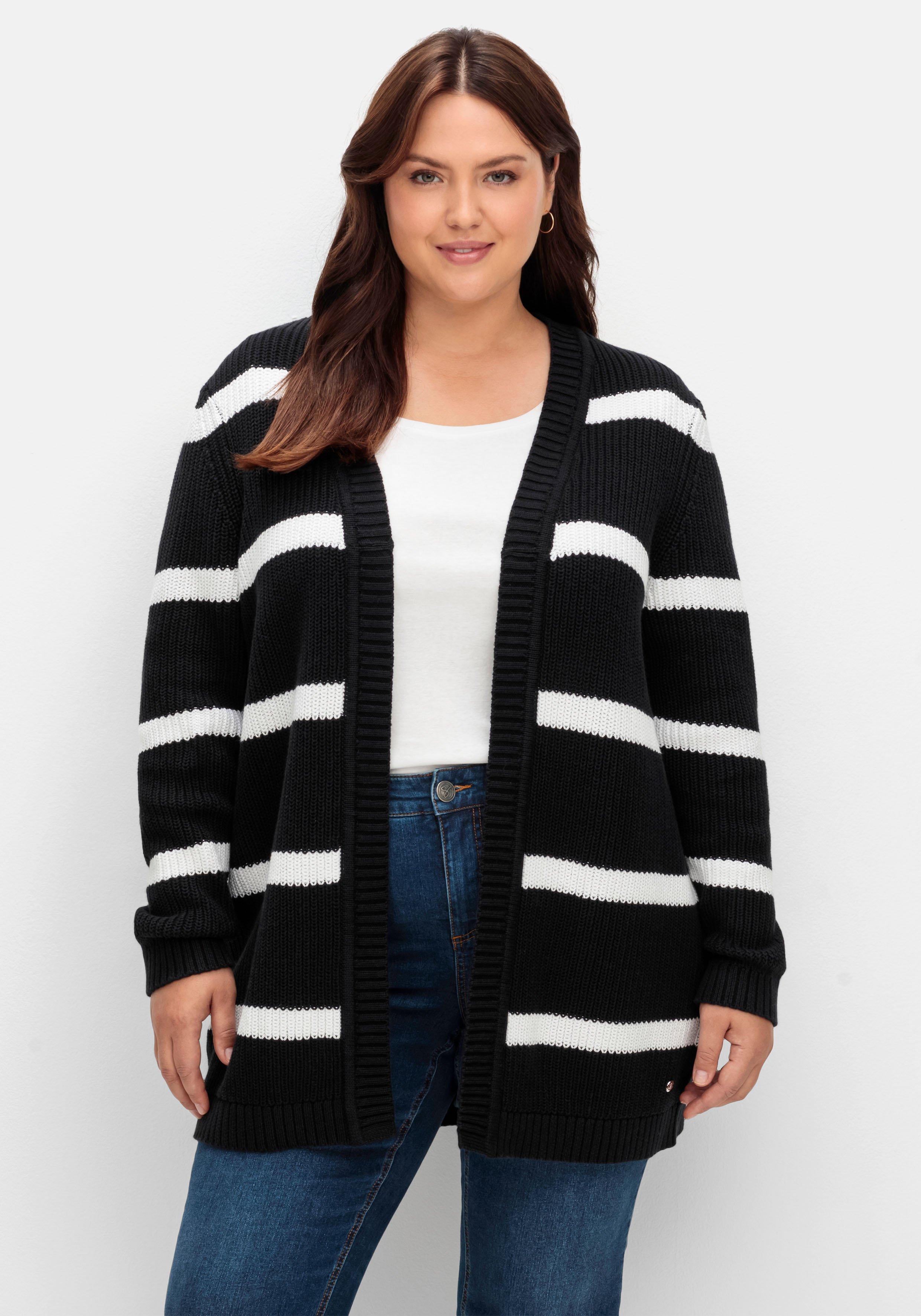 Gestreifte Strickjacke im Patenstrickmuster