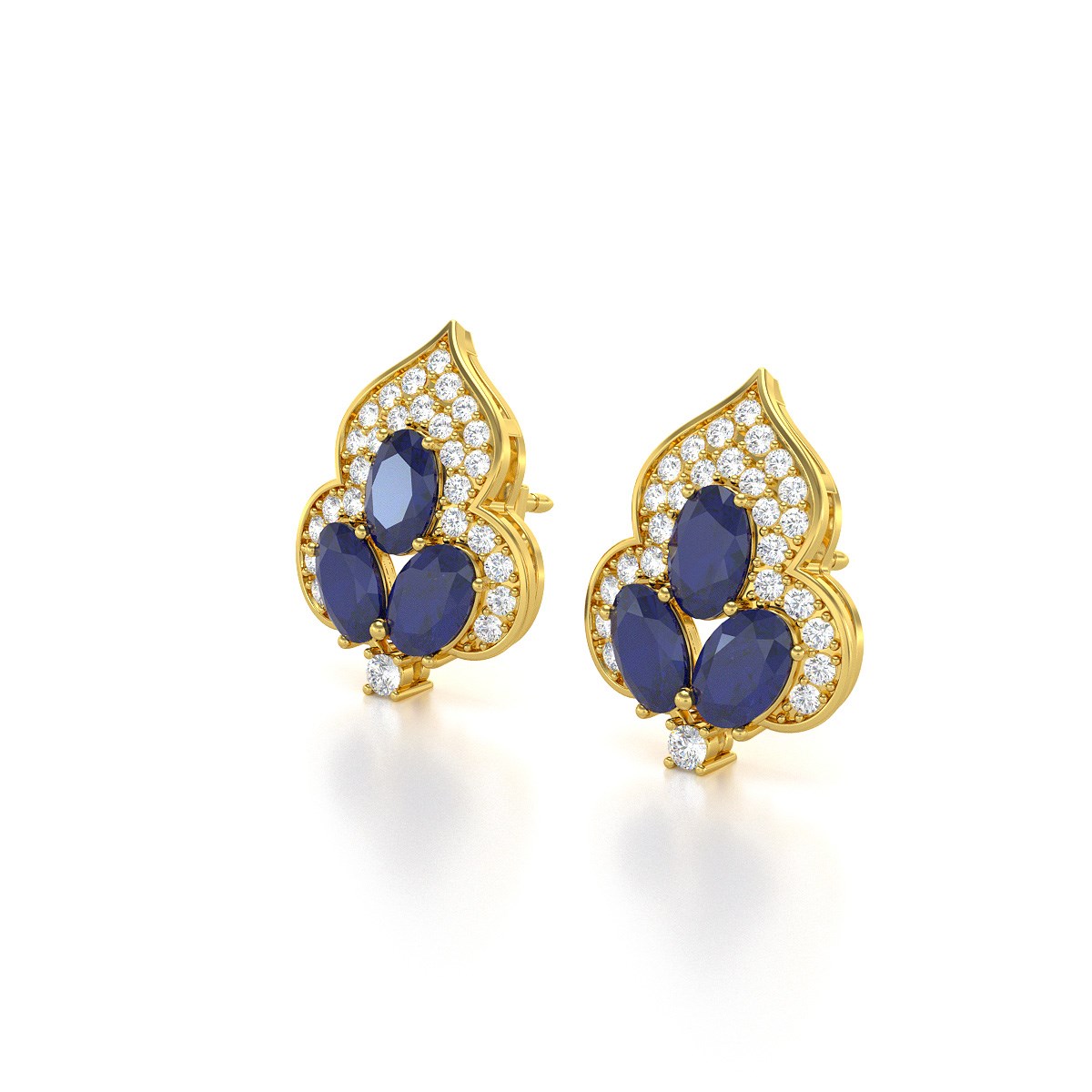 Boucles d'oreilles ADEN Or 585 Jaune et Saphir 3.5grs