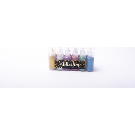 Glittergluesæt - 12stk - 20g - 6 farver