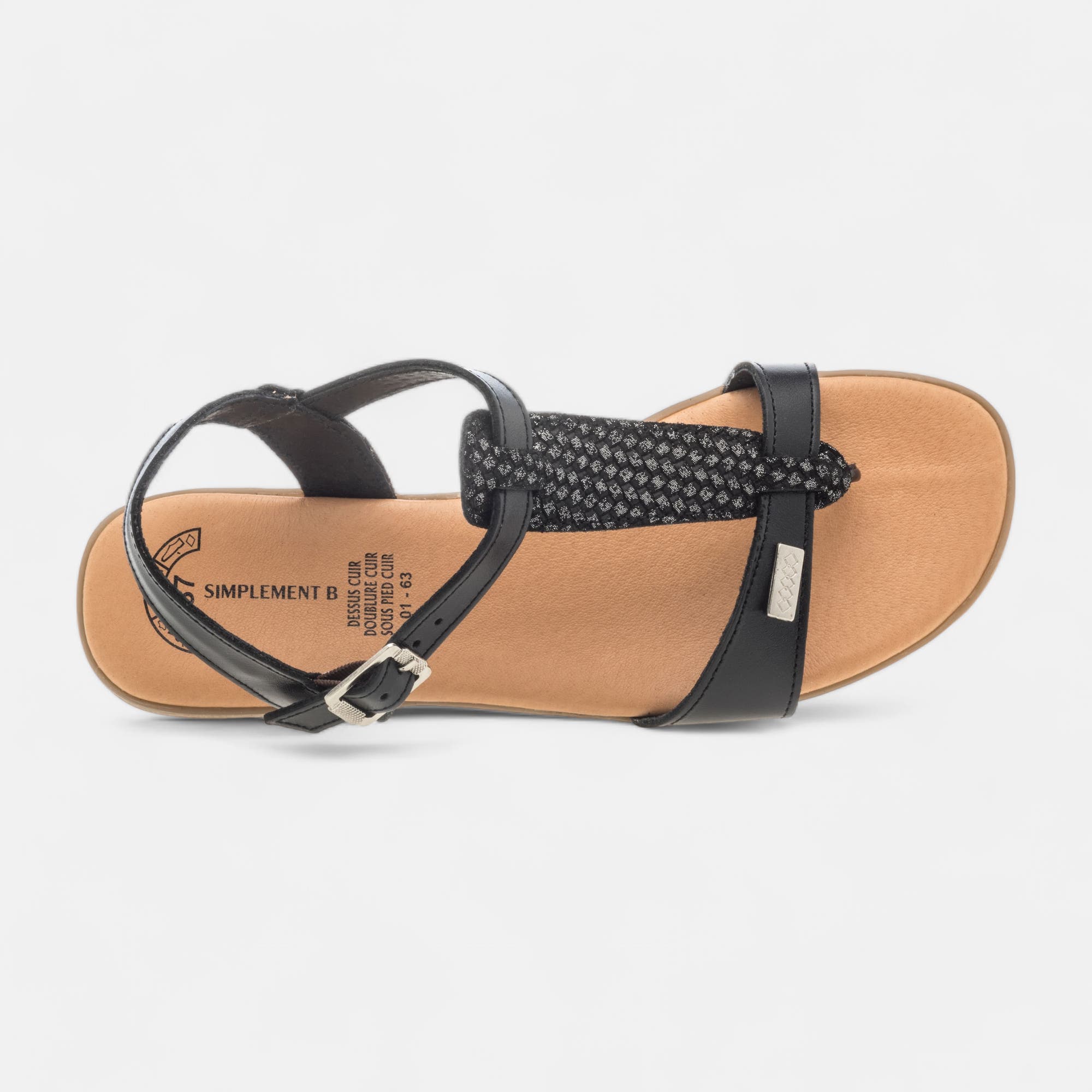 Nu-pieds Femme en cuir noir