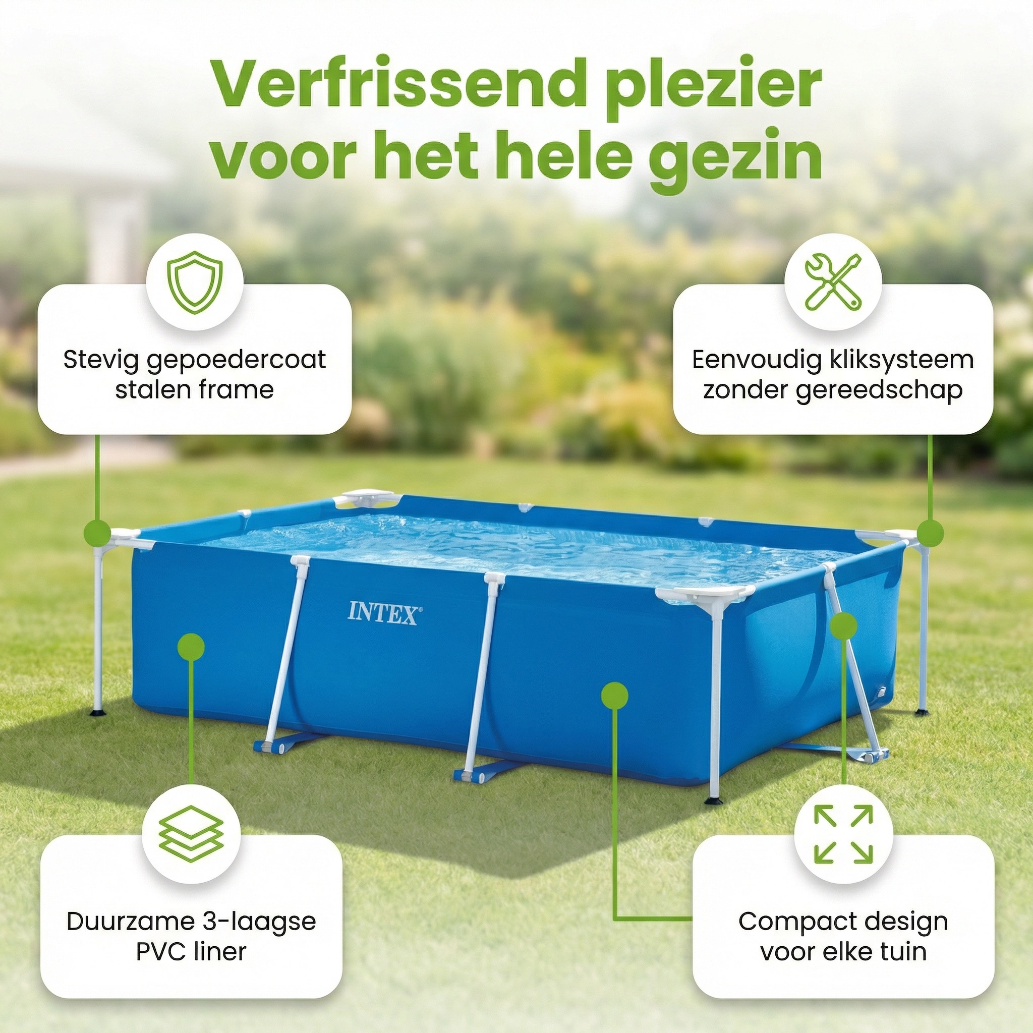 Intex rechthoekig frame 260x160x65cm zwembad