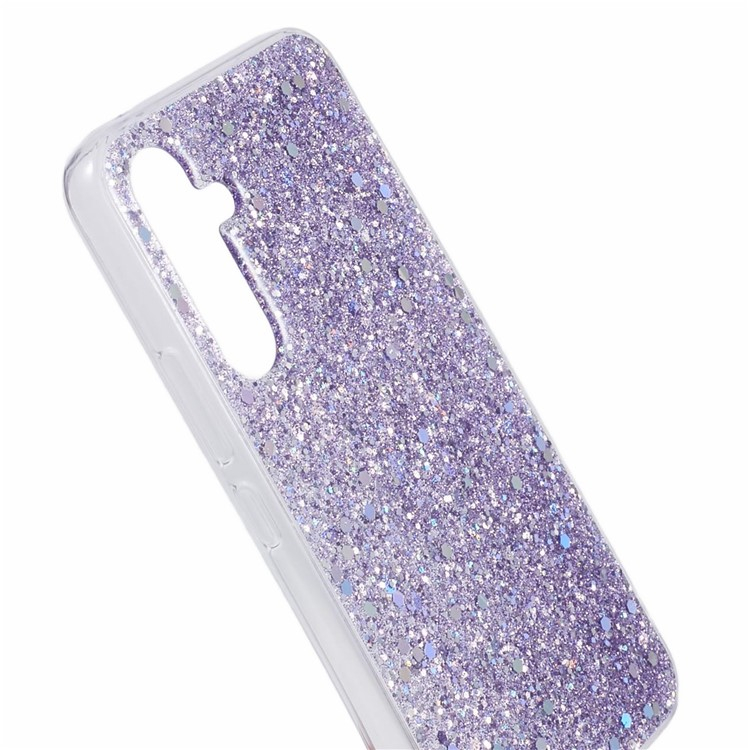 Samsung Galaxy A54 Gummi Case Schutzhülle im Glitzer Design - Lila / Transparent
