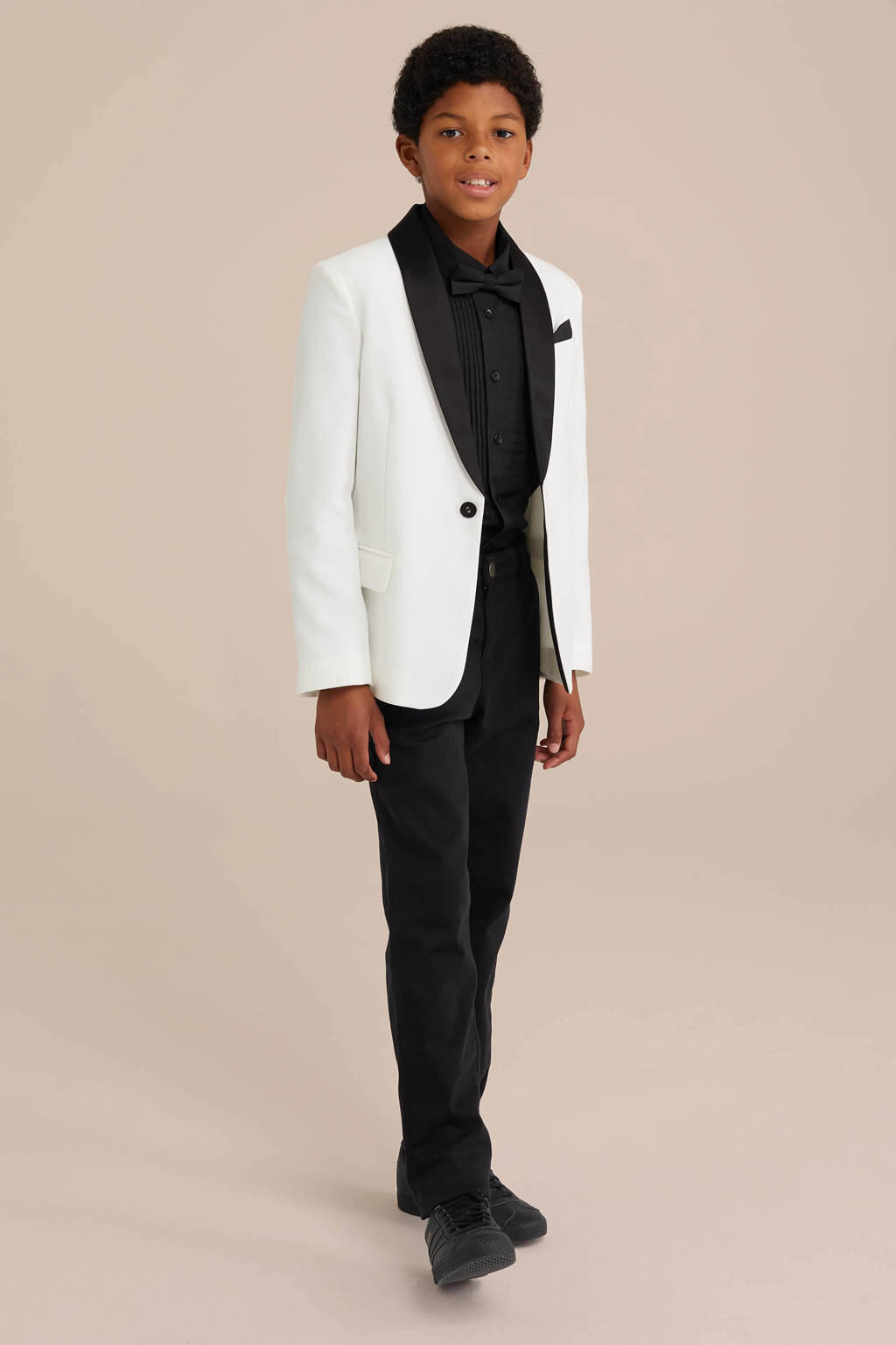 WE Fashion overhemd met vlinderstrik zwart