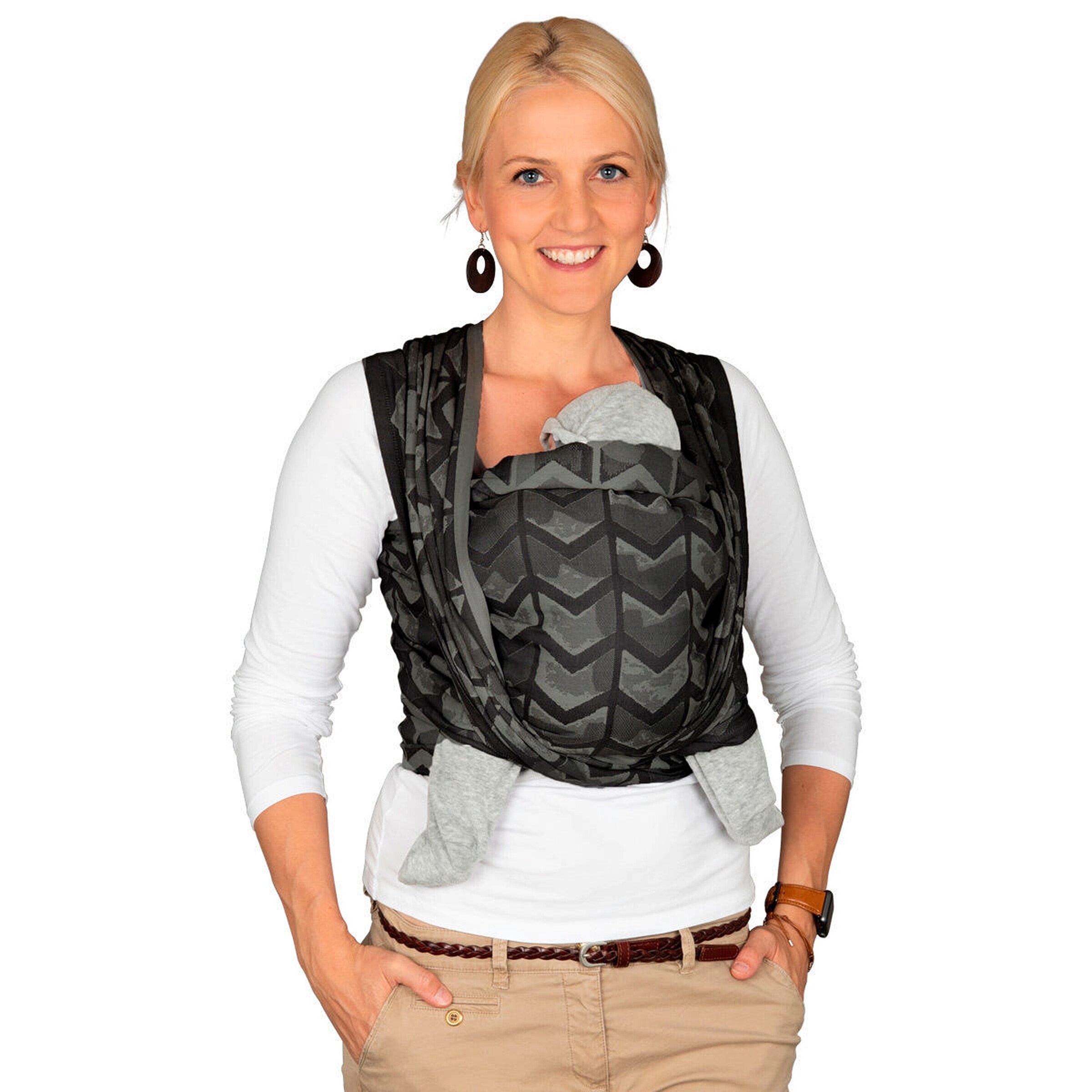 HOPPEDIZ® Babytragetuch Gewebtes Tragetuch kbA Amsterdam black
