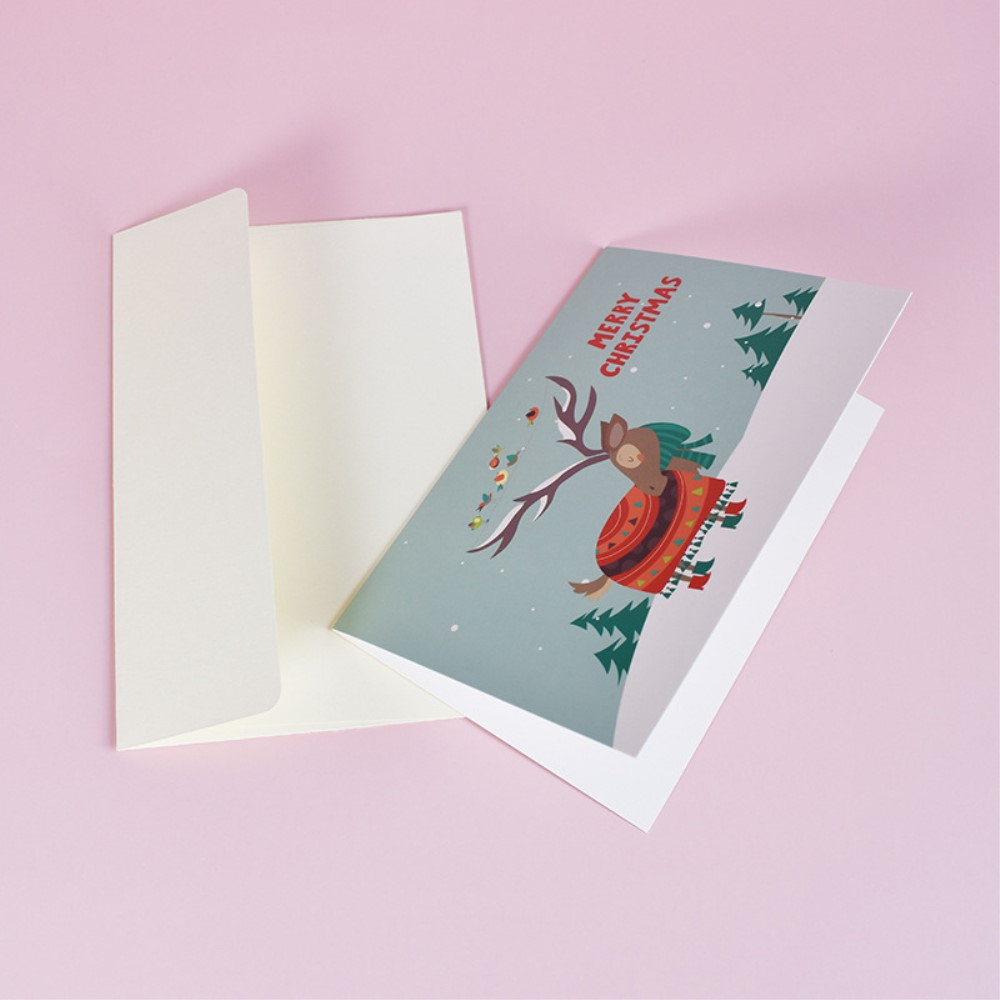 (24er Set) Glückwunschkarte Weihnachts Doppelkarte inkl. Umschlag - Bunt