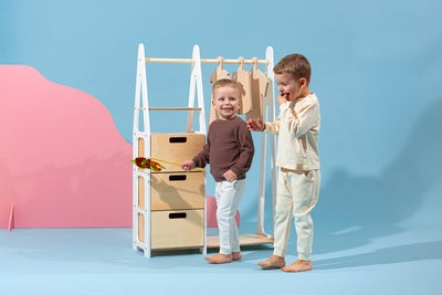 Duck Woodworks Knaggrekke med Skuffer, Hvit
