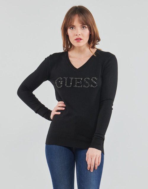 Guess - ODETTE VN LS SWEATER - Noir