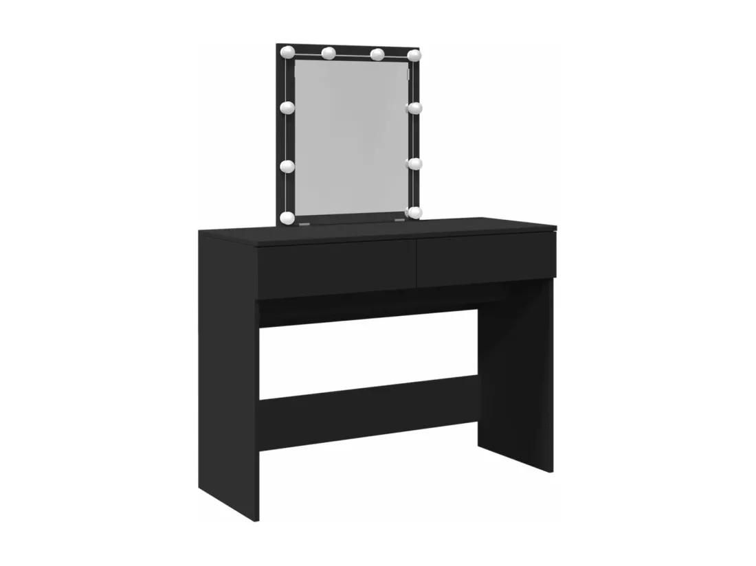 Coiffeuse avec LED noir 100x40x130 cm