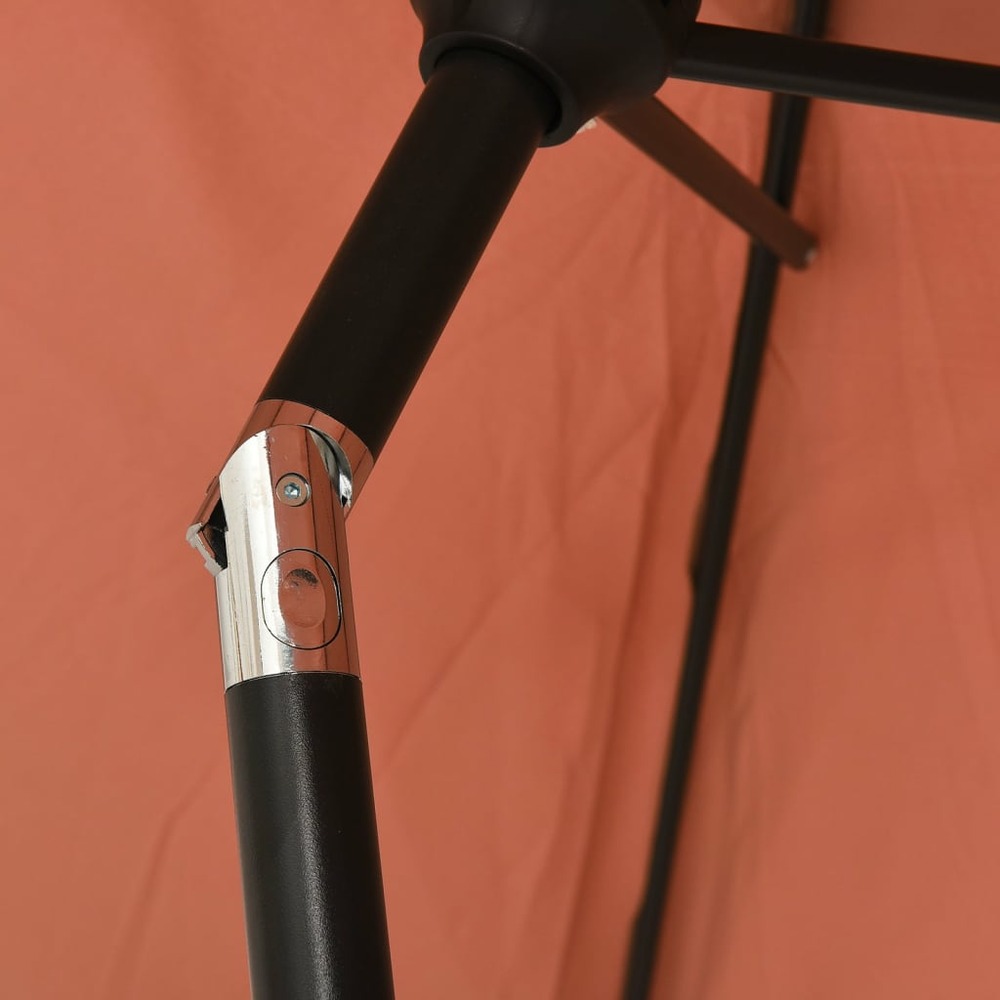 Parasol d'extérieur avec led et mât en acier 300 cm orange