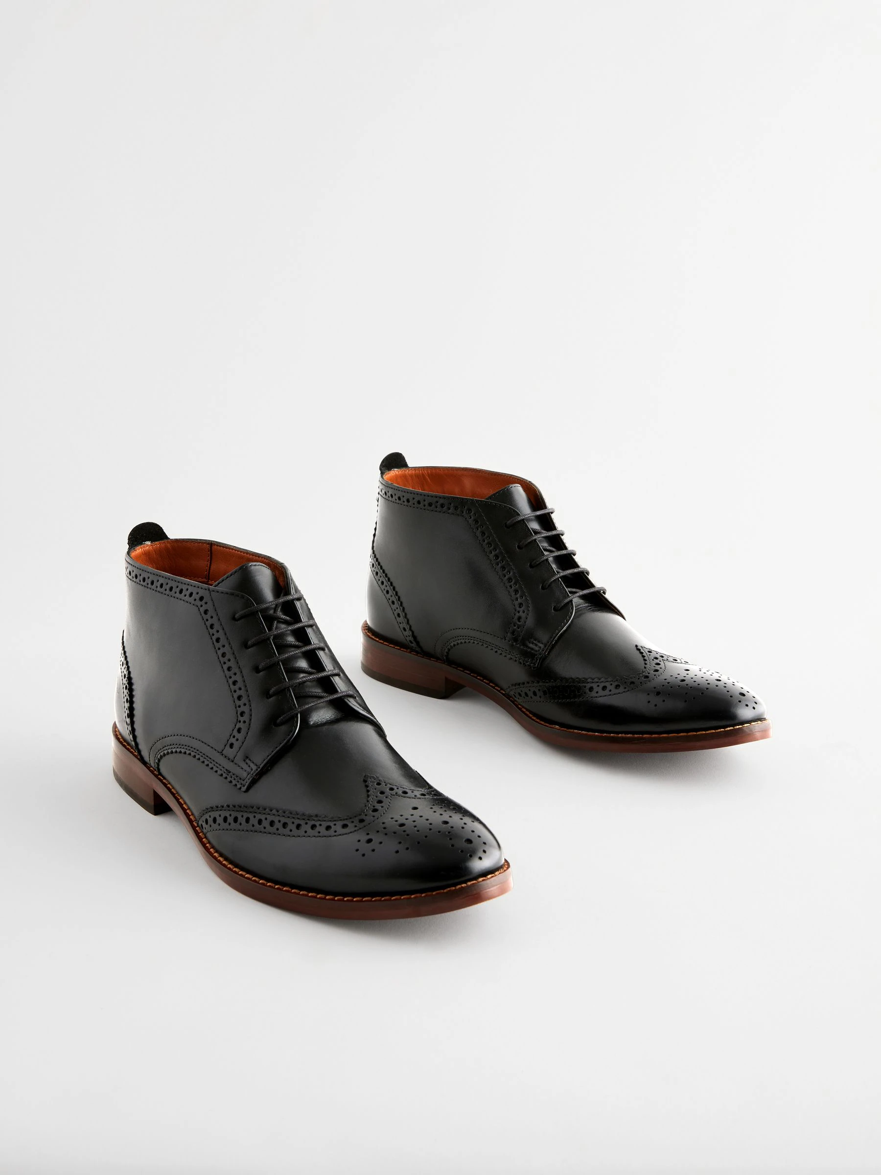 Zwart - Leren brogue laarzen